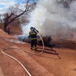 Veículo é destruído por incêndio na BR-262 entre Corumbá e Ladário