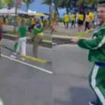 Vídeo de apoiador de Flávio Bolsonaro desfilando com homem negro acorrentado no Rio viraliza